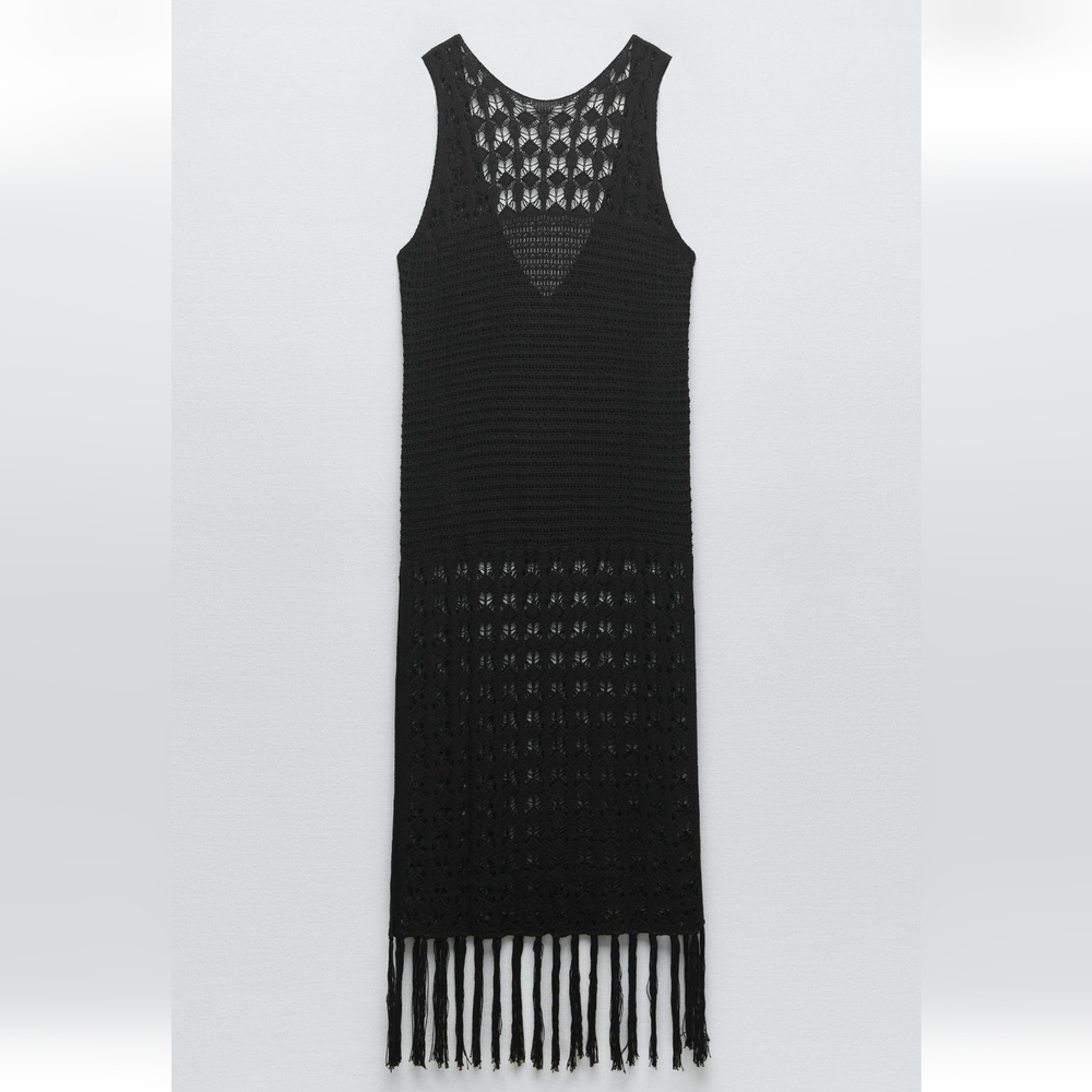 Zara Fringed Crochet Dress